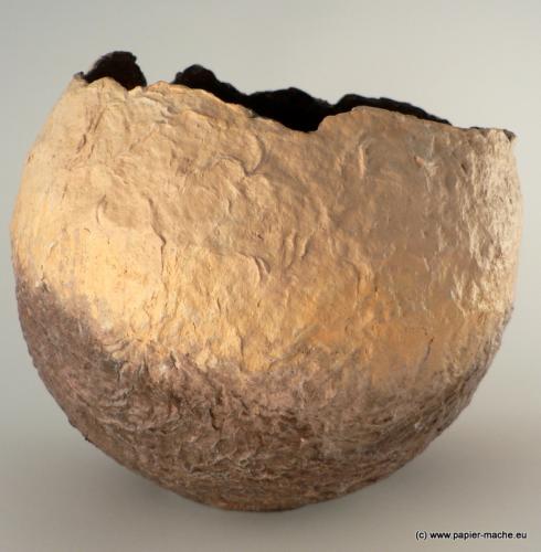 Brown-beige paper mache bowl.