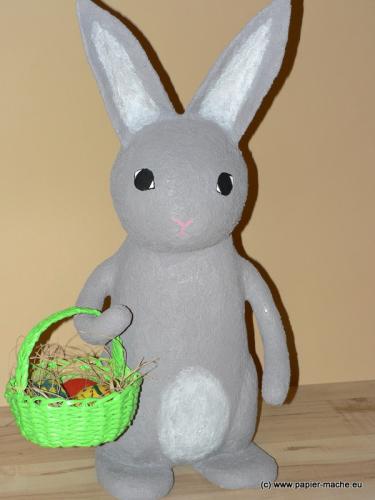The Papier Mache Easter bunny with the small basket.