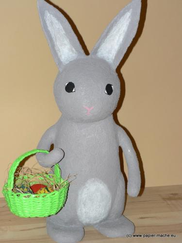 The Papier Mache Easter bunny with the small basket.