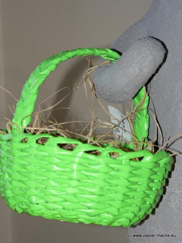 The papier mache Easter Bunny with the small basket.