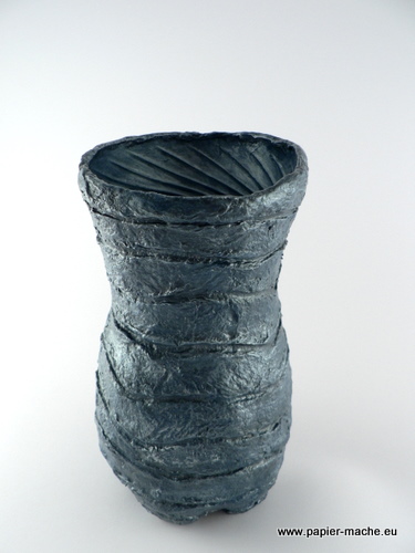 Paper mache recycled grey vase